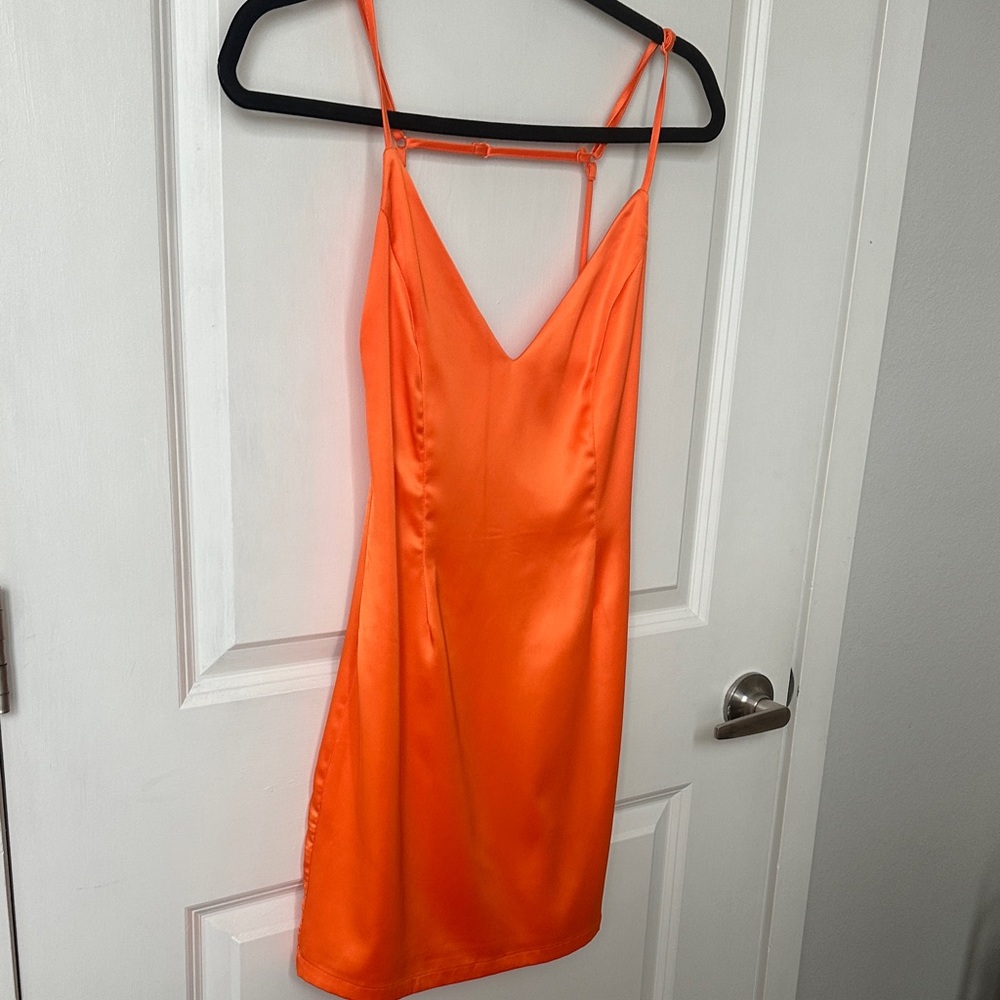Superdown Orange Satin Dress